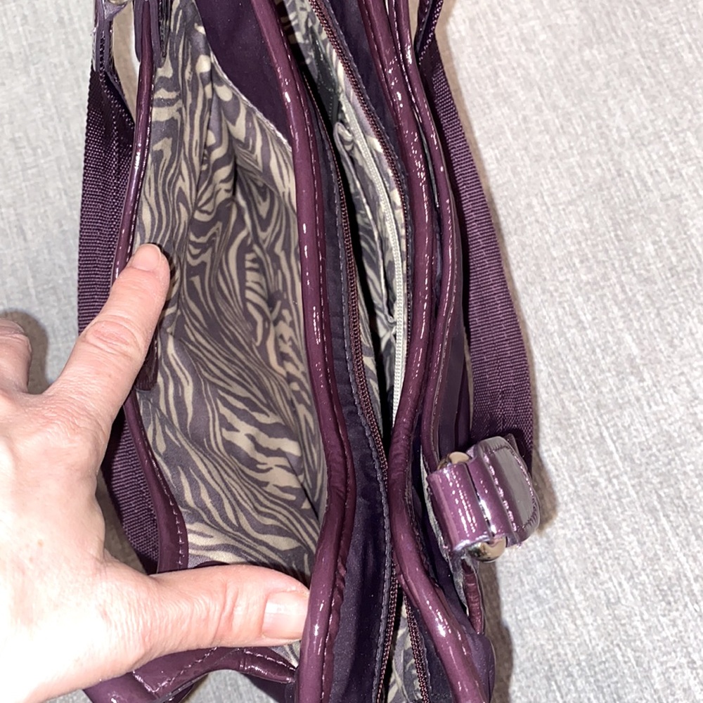 Brighton Campbell purple nylon silver studded shoulder bag. - Picture 7 of 11